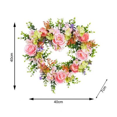 Valentines Wreath For Front Door Heart Shape Artificial Rose Flower Garland Silk Fake Peony Wedding Wall Hanging Decoration