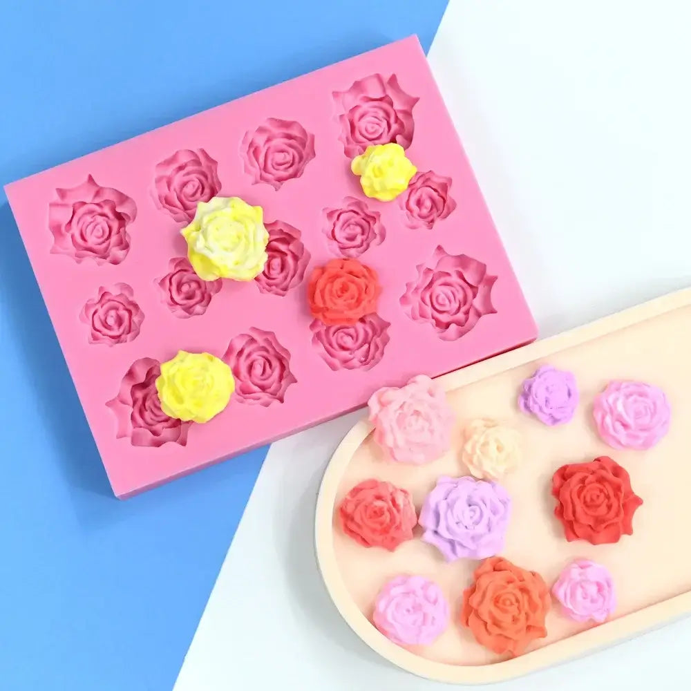 13 Holes Rose Flower Chocolate Making Tray Peony Candy Ice Cube Silicone Moulds Plant Valentine’s Day Gifts Scented Candle Molds