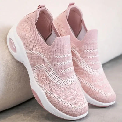 Women Platform Sneakers Fashion Thick Soles Heightened Casual Shoes Comfortable Cushions Loafers Knitted Fabric Walking Shoes