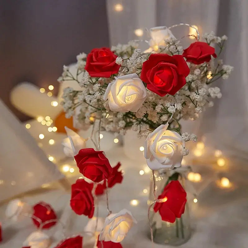 1.5M Rose String Lights Red Pink White Rose Fairy Light String Home Garden Decor Light Valentine Day DIY Decor Wedding Supplies