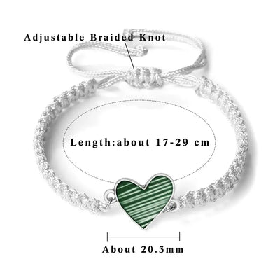 Mint Green/Military Green/White Heart Shaped Pendant Bracelet Adjustable Braided Bangles Summer Love Limited Jewelry for Couples