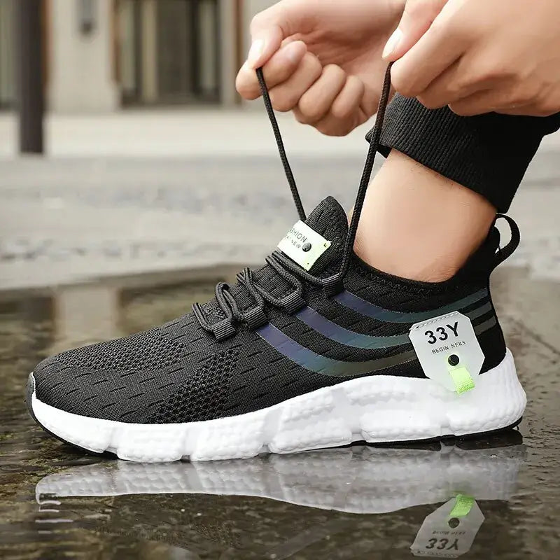 Men Casual Sport Shoes Breathable Lightweight Sneakers Outdoor Mesh Black Running Shoes Athletic Jogging Tenis Walking Shoes