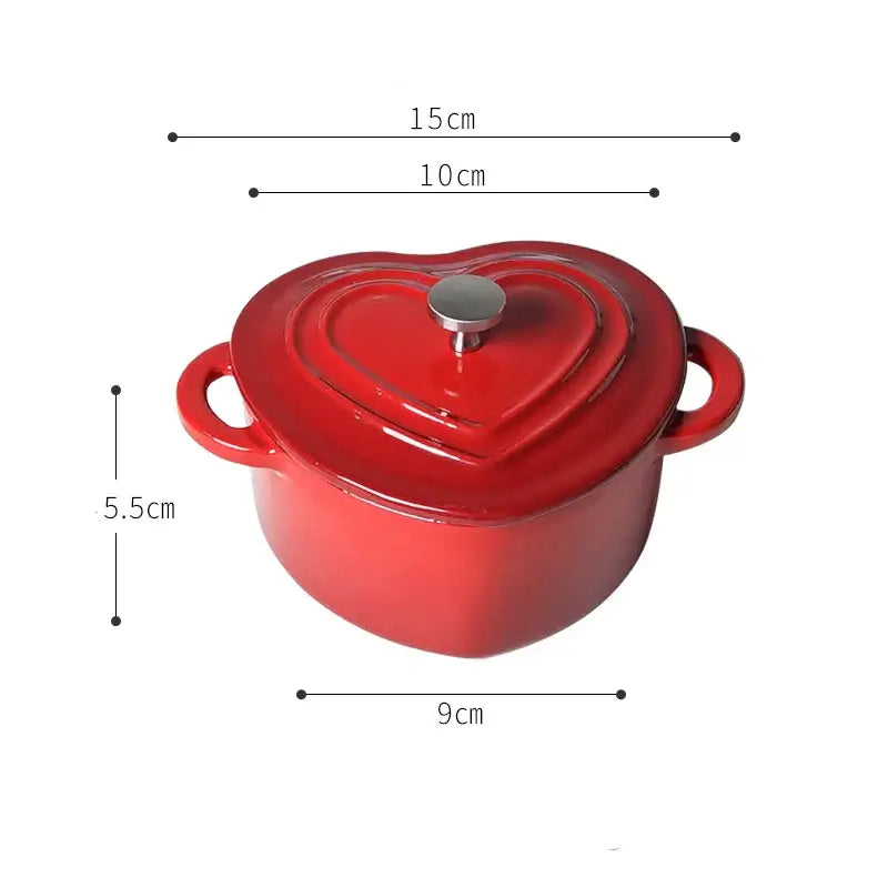 10CM Heart Shaped Red Dutch Oven Small Enameled Cast Iron Pot With Lid Saucepan Casserole Kitchen Accessories Cooking Tools