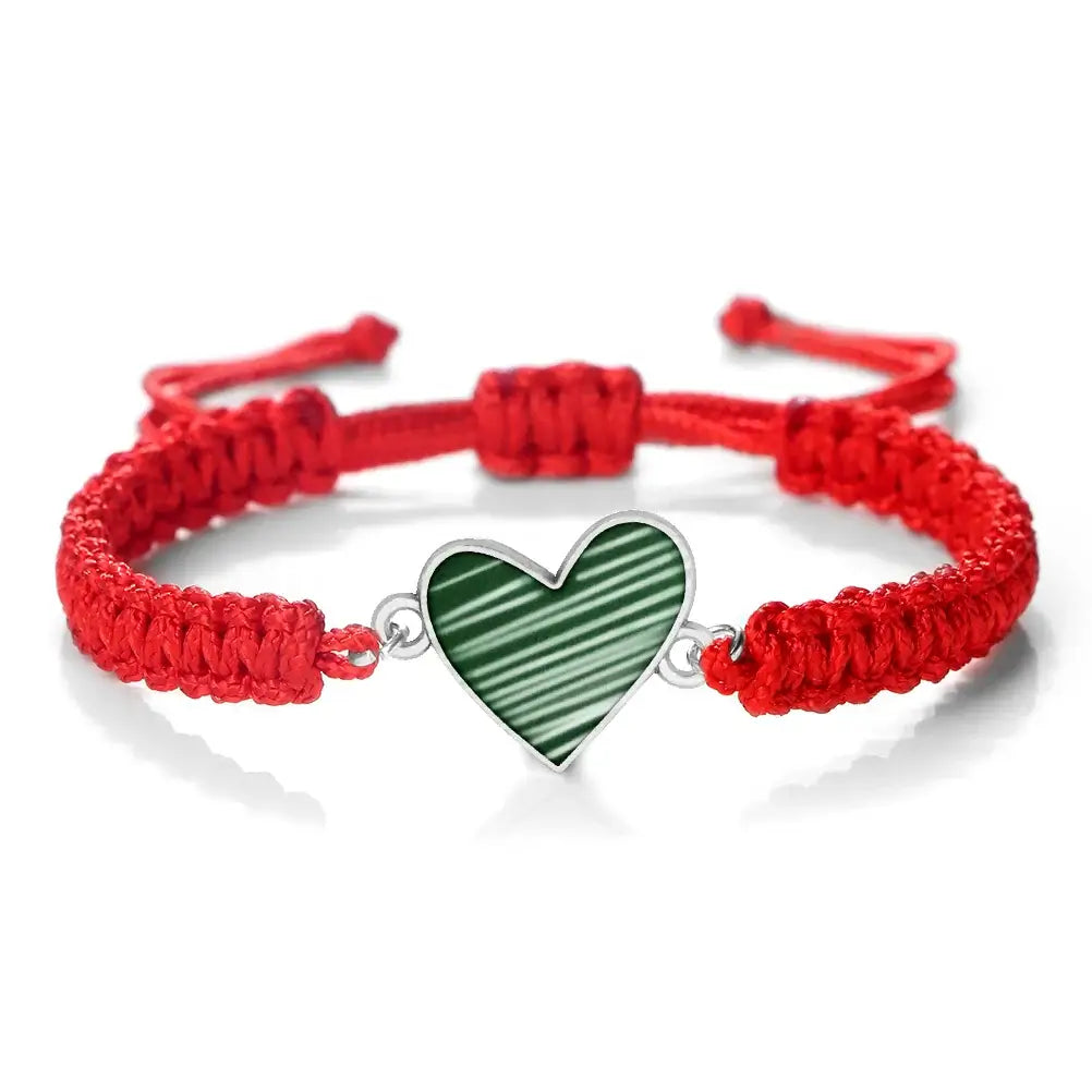 Mint Green/Military Green/White Heart Shaped Pendant Bracelet Adjustable Braided Bangles Summer Love Limited Jewelry for Couples