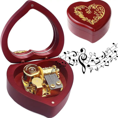 SOFTALK One Love Solid Wood Heart shaped Music Box Christmas Birthday Valentine's Day Gift