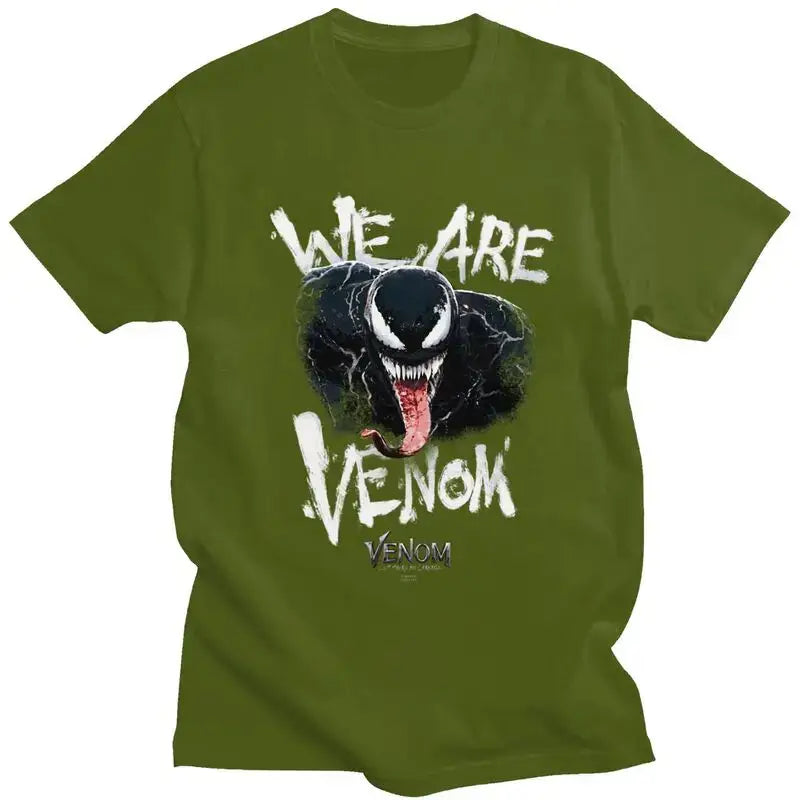 Venom We Are Hungry Tshirts for Men Short Sleeved Print T Shirt Stylish T-shirts Slim Fit Cotton Tee Clothes