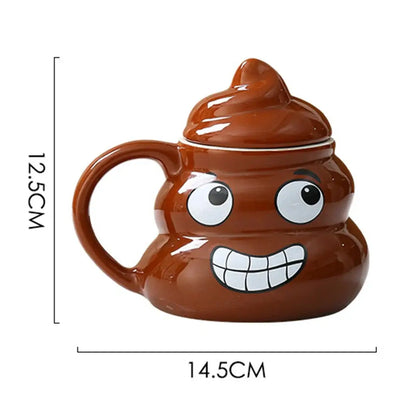 Poop Ceramic Cup,480ml Creative Coffee Cups with Spoon for Home Offices,Naughty Prank Drinkware Mug for Birthday Christmas Gift