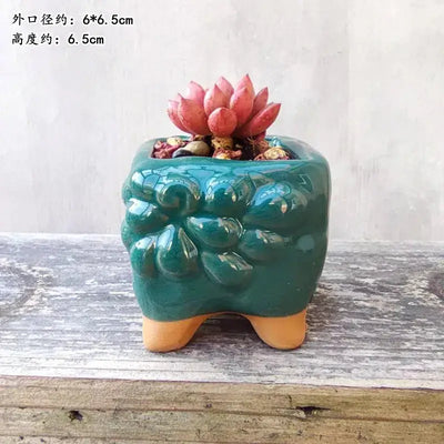 Succulent Pot Ceramic Thumb Mini Plant Flower Pot Personality Creative Pot Retro Simple Succulent Flowerpot Basin Pot Combinatio