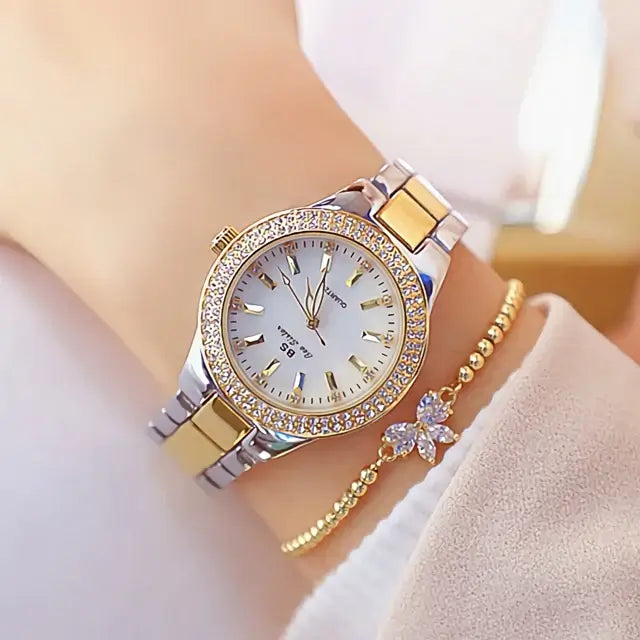 Ladies Wrist Watches Dress Gold Watch Women Crystal Diamond Watches Stainless Steel Silver Clock Women Montre Femme