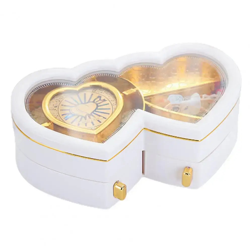 Ballerina Music Trinket Box Heart Shape ABS Storage Holder Clockwork Music Jewelry Storage Box for Children Gifts