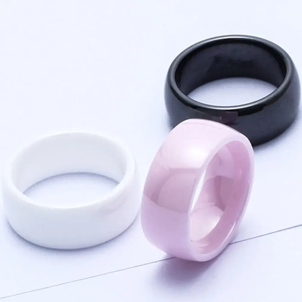 DARHESN 8mm Unisex Women Men Ceramic Rings White Pink Black Fashion Jewelry US Size 6 7 8 9 10