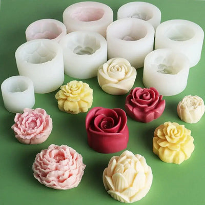 Lotus Flower Silicone Candle Mold Sunflower Peony Multi Style Soap Resin Crystal Mould Heart Rose Chocolate Ice Making Set Gifts