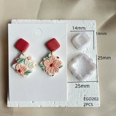 Soft Ceramic Earrings Polymer Clay  Cutter Border Geometric Pattern Mould DIY Clay Earrings Jewelry Pendant Clay tools