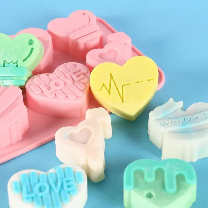 1/2pcs 6 Holes Love Silicone Candy Mold DIY Heart Shaped Candle Soap Mould Chocolate Pudding Jelly Cake Decoration Baking Tool