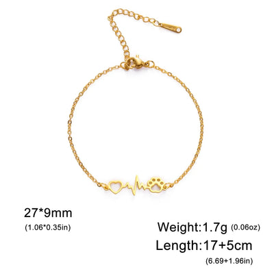 Skyrim ECG Love Cat Claw Pendant Stainless Steel Bracelet Women's Fashion Romantic Cute Valentine's Day Gift Jewelry Gifts