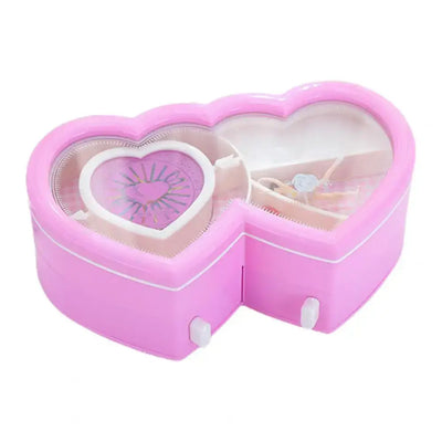 Ballerina Music Trinket Box Heart Shape ABS Storage Holder Clockwork Music Jewelry Storage Box for Children Gifts