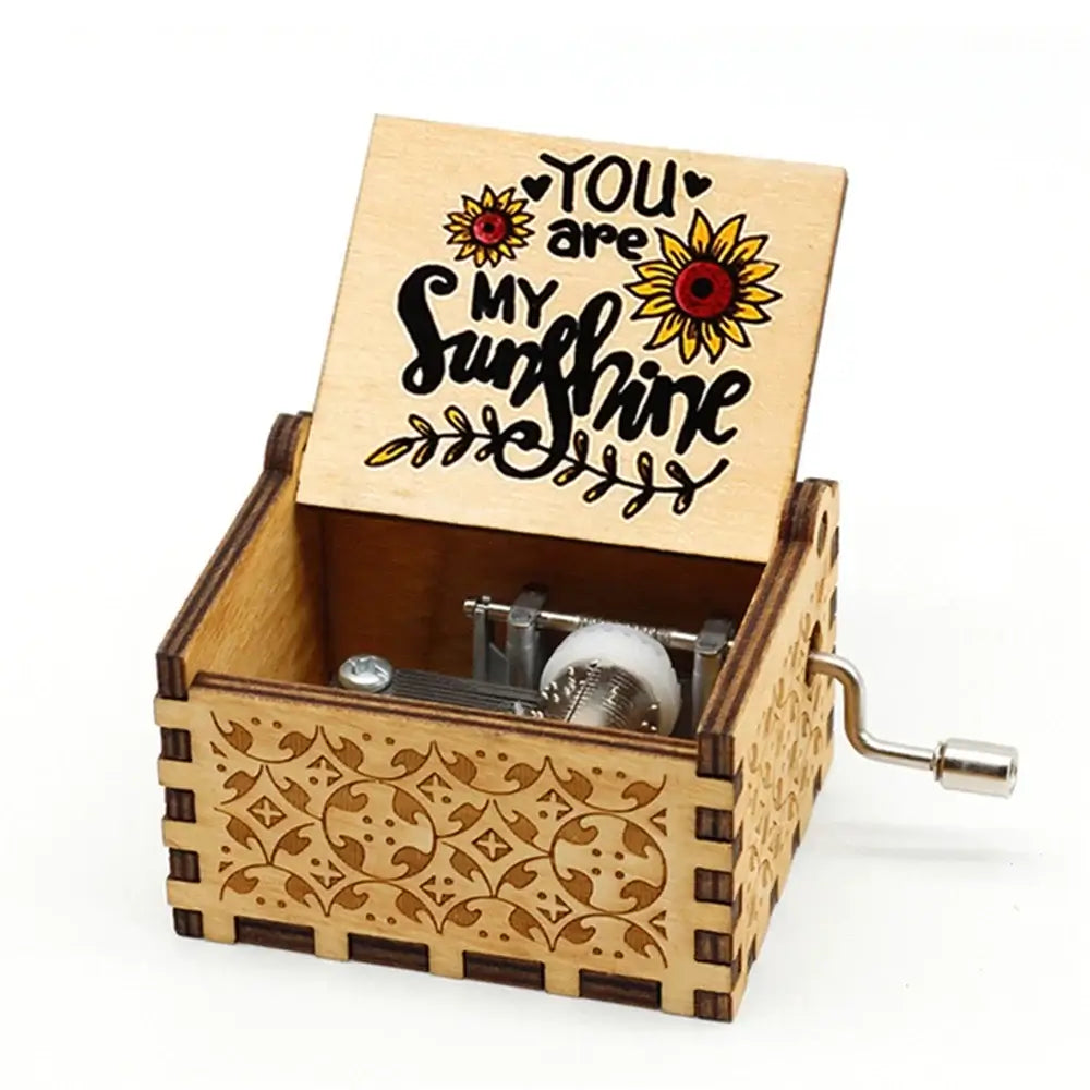 You Are My Sunshine Music Box, Color Printing Wooden Hand Crank Musical Box, Birthday Gift for Girlfriend, Children's Day Gift