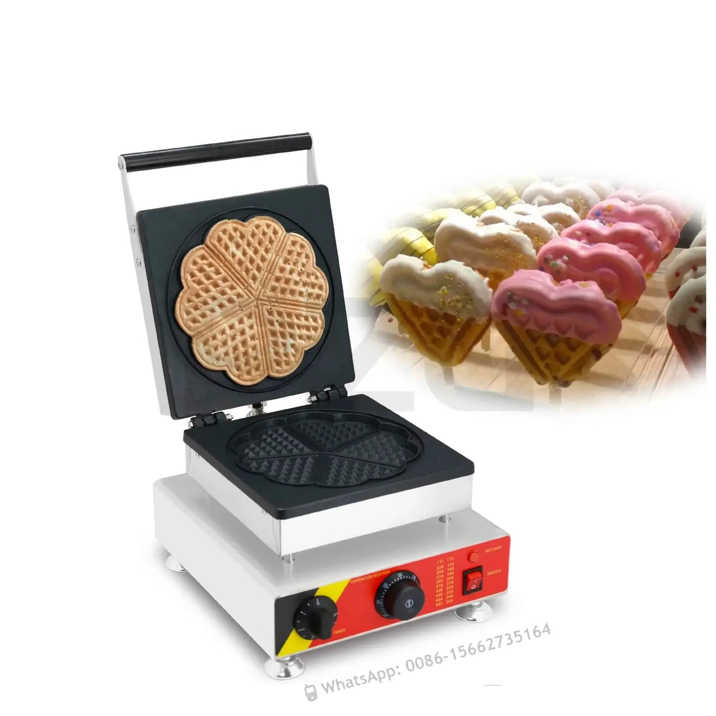 5 Pcs Heart Shape Commercial Belgian Heart Waffle Cone Machine Electric Pancake Belgian Waffle Maker Machine