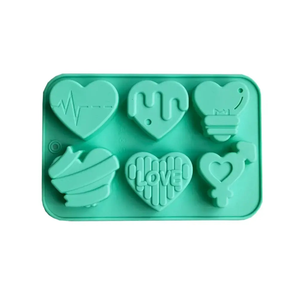 1/2pcs 6 Holes Love Silicone Candy Mold DIY Heart Shaped Candle Soap Mould Chocolate Pudding Jelly Cake Decoration Baking Tool