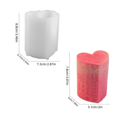 Valentine's Day Love Aromatherapy Candle Silicone Mold, New Relief Columnar Resin Plaster Decoration Handmade Gift Making Mold