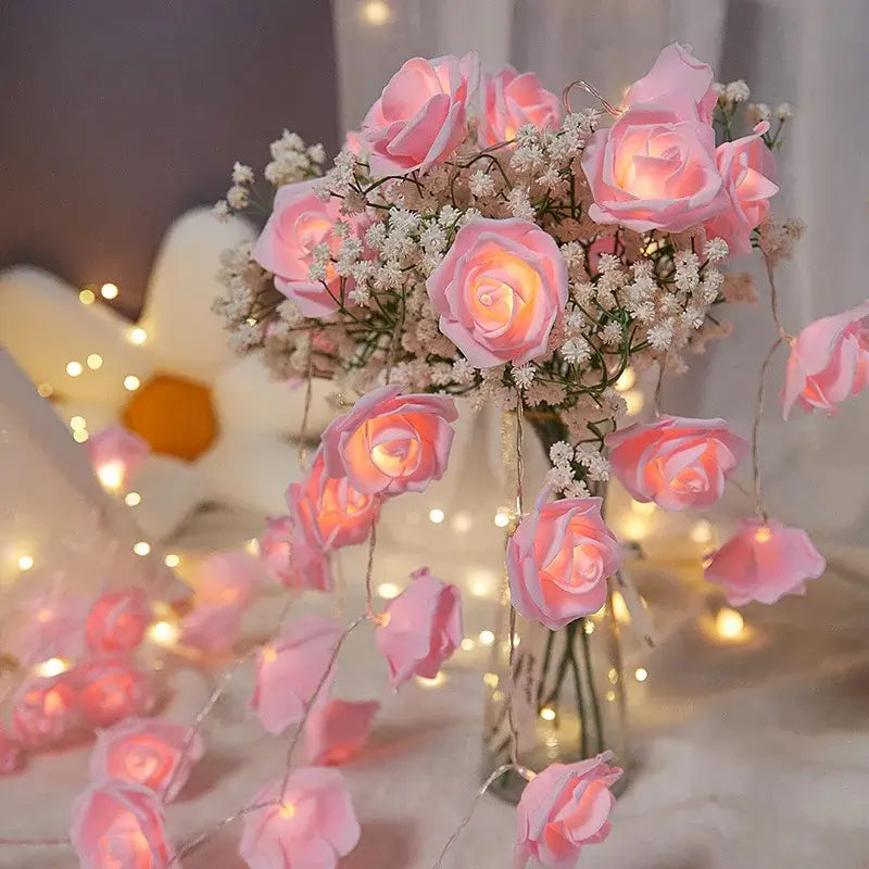 1.5M Rose String Lights Red Pink White Rose Fairy Light String Home Garden Decor Light Valentine Day DIY Decor Wedding Supplies