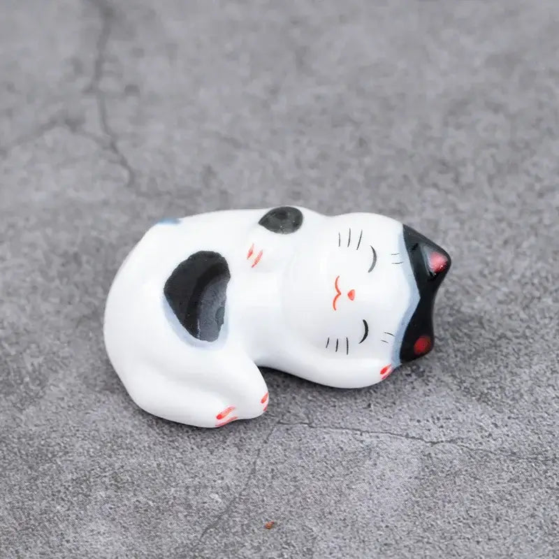 Ceramic Cute Cat Chopstick Holder Tableware Underglaze Restaurant Simple Oval Spoon Bracket Utensil for Kitchen Decoration Home