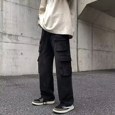 Men Jeans Wide Leg Denim pants Loose Straight Baggy Men's Jeans hip hop Streetwear Skateboard Neutral denim Trousers Cargo jeans