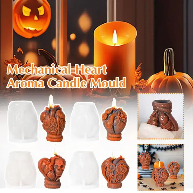 New Mechanical Heart Scented Candle Silicone Mold DIY Halloween Resin Skull Home Decor Mould Handmade Plaster Cement Orname L4H6