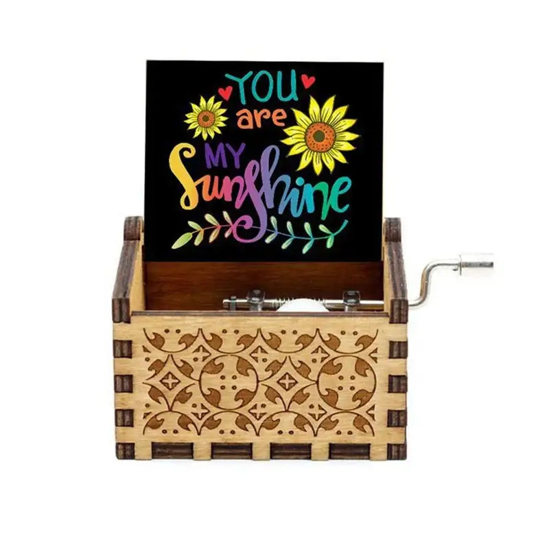 You Are My Sunshine Music Box, Color Printing Wooden Hand Crank Musical Box, Birthday Gift for Girlfriend, Children's Day Gift