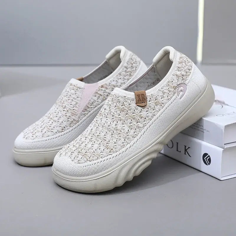 2025 New Shoes for Woman Vulcanize Shoes Autumn Round Toe Flats Mesh Breathable Ladies Fisherman Shoes Platform Casual Sneakers