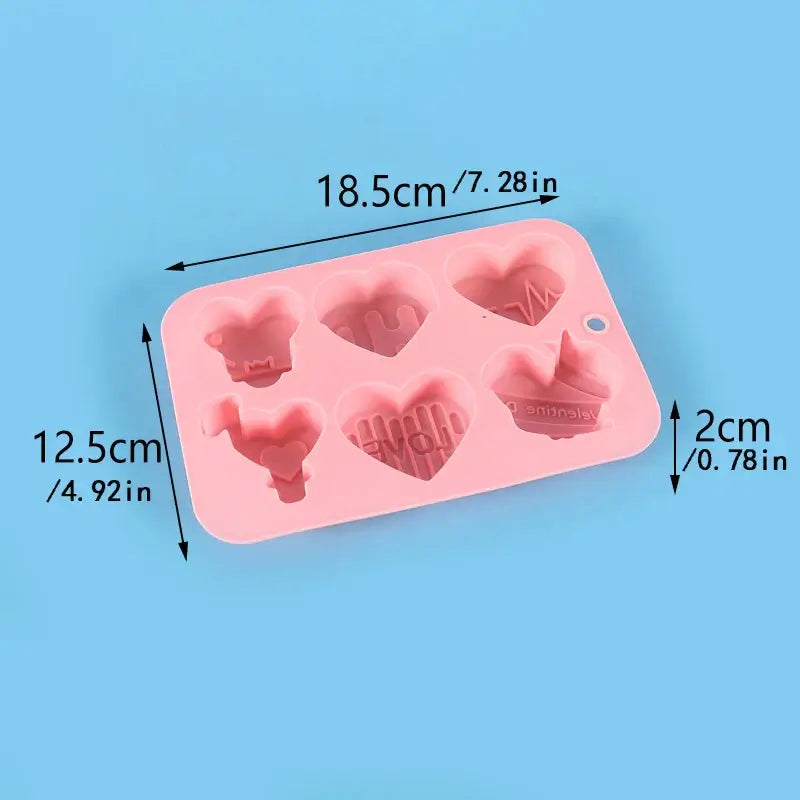 1/2pcs 6 Holes Love Silicone Candy Mold DIY Heart Shaped Candle Soap Mould Chocolate Pudding Jelly Cake Decoration Baking Tool