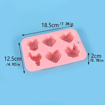 1/2pcs 6 Holes Love Silicone Candy Mold DIY Heart Shaped Candle Soap Mould Chocolate Pudding Jelly Cake Decoration Baking Tool