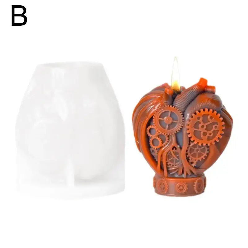 New Mechanical Heart Scented Candle Silicone Mold DIY Halloween Resin Skull Home Decor Mould Handmade Plaster Cement Orname L4H6