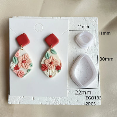 Soft Ceramic Earrings Polymer Clay  Cutter Border Geometric Pattern Mould DIY Clay Earrings Jewelry Pendant Clay tools