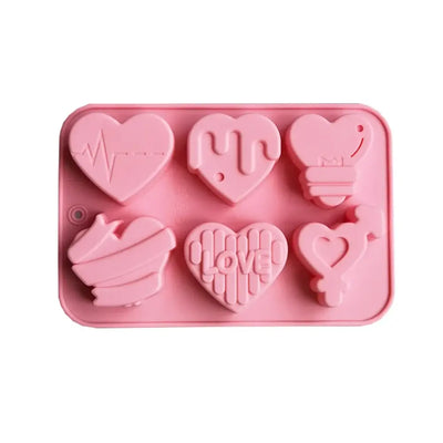 1/2pcs 6 Holes Love Silicone Candy Mold DIY Heart Shaped Candle Soap Mould Chocolate Pudding Jelly Cake Decoration Baking Tool