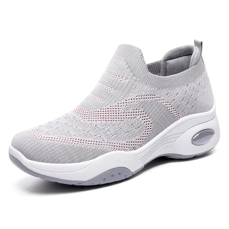 Women Platform Sneakers Fashion Thick Soles Heightened Casual Shoes Comfortable Cushions Loafers Knitted Fabric Walking Shoes