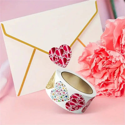 500pcs/roll Sparkling Glitter Heart Stickers - 1 Inch Adorable Designs for Love Labels, Heartfelt Decorations on Envelopes, Gift