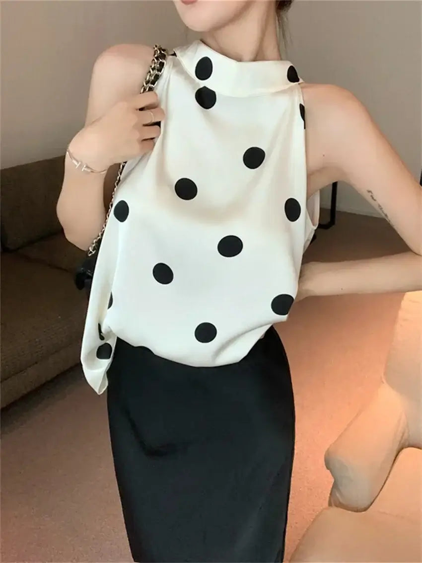 Alien Kitty High Street Women Blouses Chic Polka Dots Elegant New Summer 2024 High Waist Long Skirts Work Wear Office Lady Slim