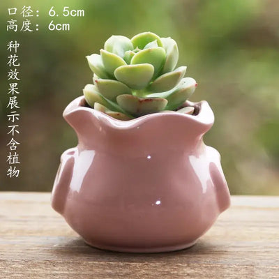 Succulent Pot Ceramic Thumb Mini Plant Flower Pot Personality Creative Pot Retro Simple Succulent Flowerpot Basin Pot Combinatio