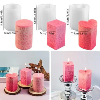 Valentine's Day Love Aromatherapy Candle Silicone Mold, New Relief Columnar Resin Plaster Decoration Handmade Gift Making Mold