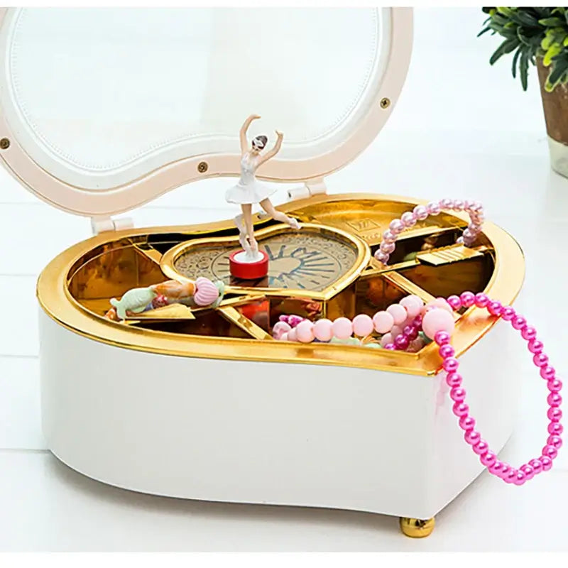 Light Luxury Heart Dancing Ballerina Girl Music Box Plastic Elegant Romantic Valentine's Day Birthday Gift