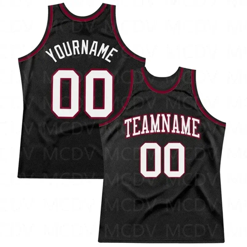 Custom Black White-Purple Authentic Throwback Basketball Jersey 3D Print Team Name Number Vest Game Practice Clothes Adult/Youth