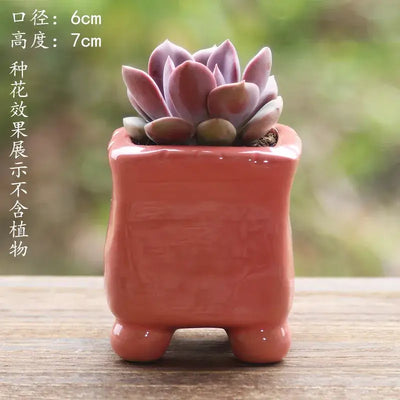 Succulent Pot Ceramic Thumb Mini Plant Flower Pot Personality Creative Pot Retro Simple Succulent Flowerpot Basin Pot Combinatio