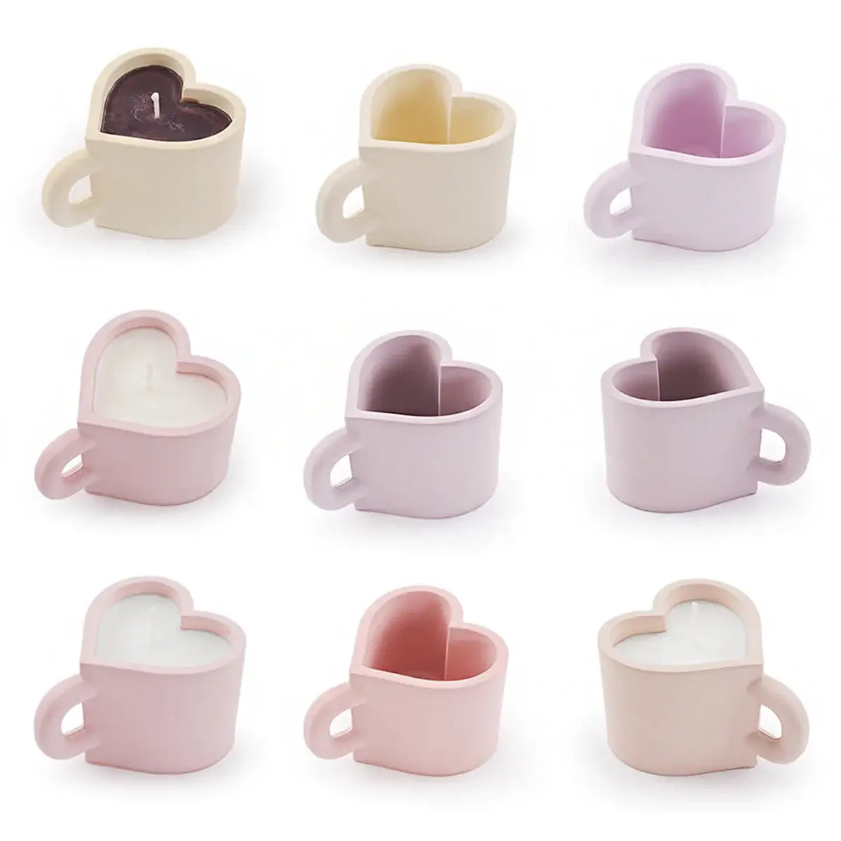 DIY Love Heart Mug Silicone Mold Aromatic Candle Jar Handle Teacup Gypsum Resin Mould Handmade Home Decor Valentine's Day Gifts