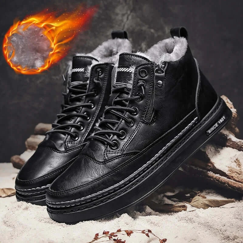 Snow Boots Men High Top Winter Plus Velvet Warm Thick Cotton shoes men Casual sneaker Leather Waterproof Non-slip tenis hombres