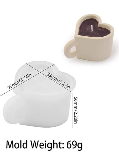 DIY Love Heart Mug Silicone Mold Aromatic Candle Jar Handle Teacup Gypsum Resin Mould Handmade Home Decor Valentine's Day Gifts