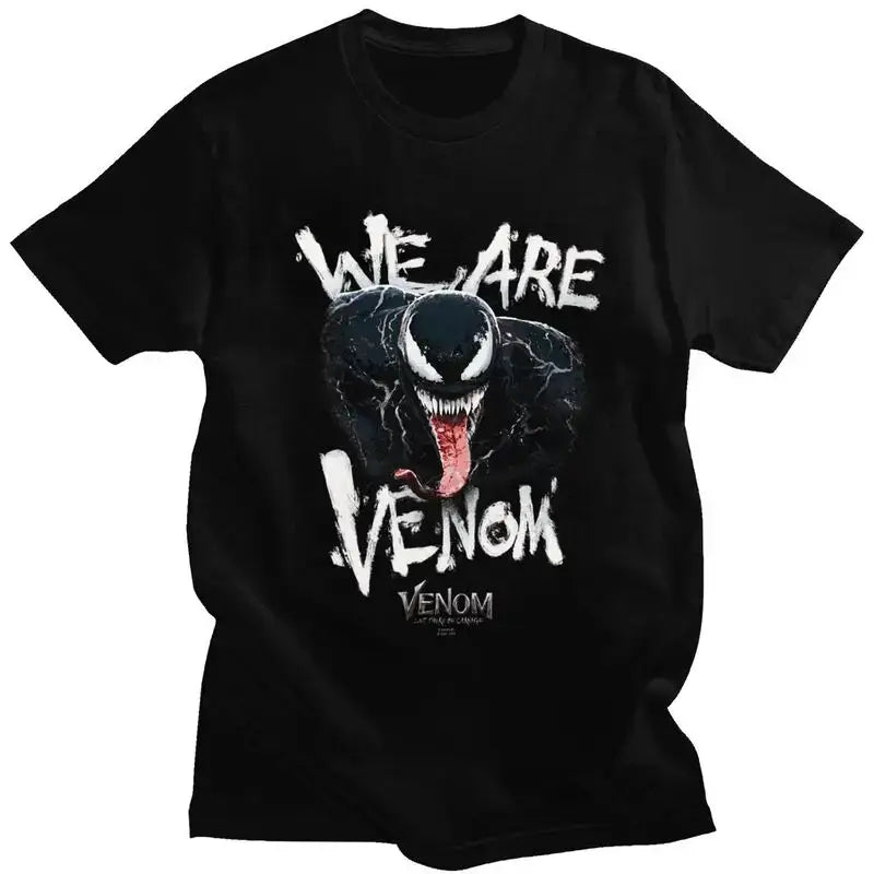 Venom We Are Hungry Tshirts for Men Short Sleeved Print T Shirt Stylish T-shirts Slim Fit Cotton Tee Clothes