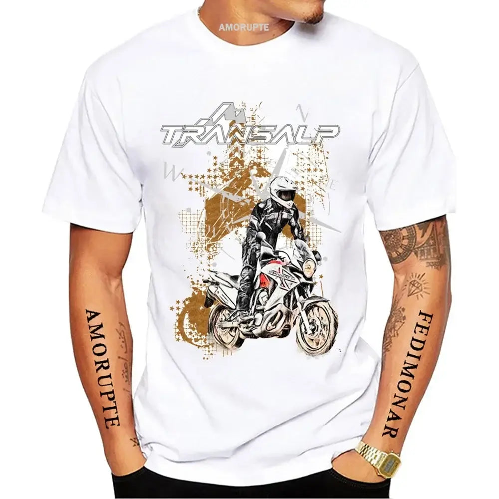 Transalp 750 XL Desert Racing Motorcycle Rider T-Shirt New Summe Men's Short Sleeve Moto Sport Boy Casual Tees Cool Riding Tops