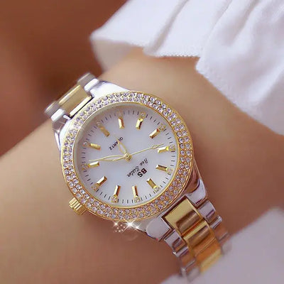 Ladies Wrist Watches Dress Gold Watch Women Crystal Diamond Watches Stainless Steel Silver Clock Women Montre Femme