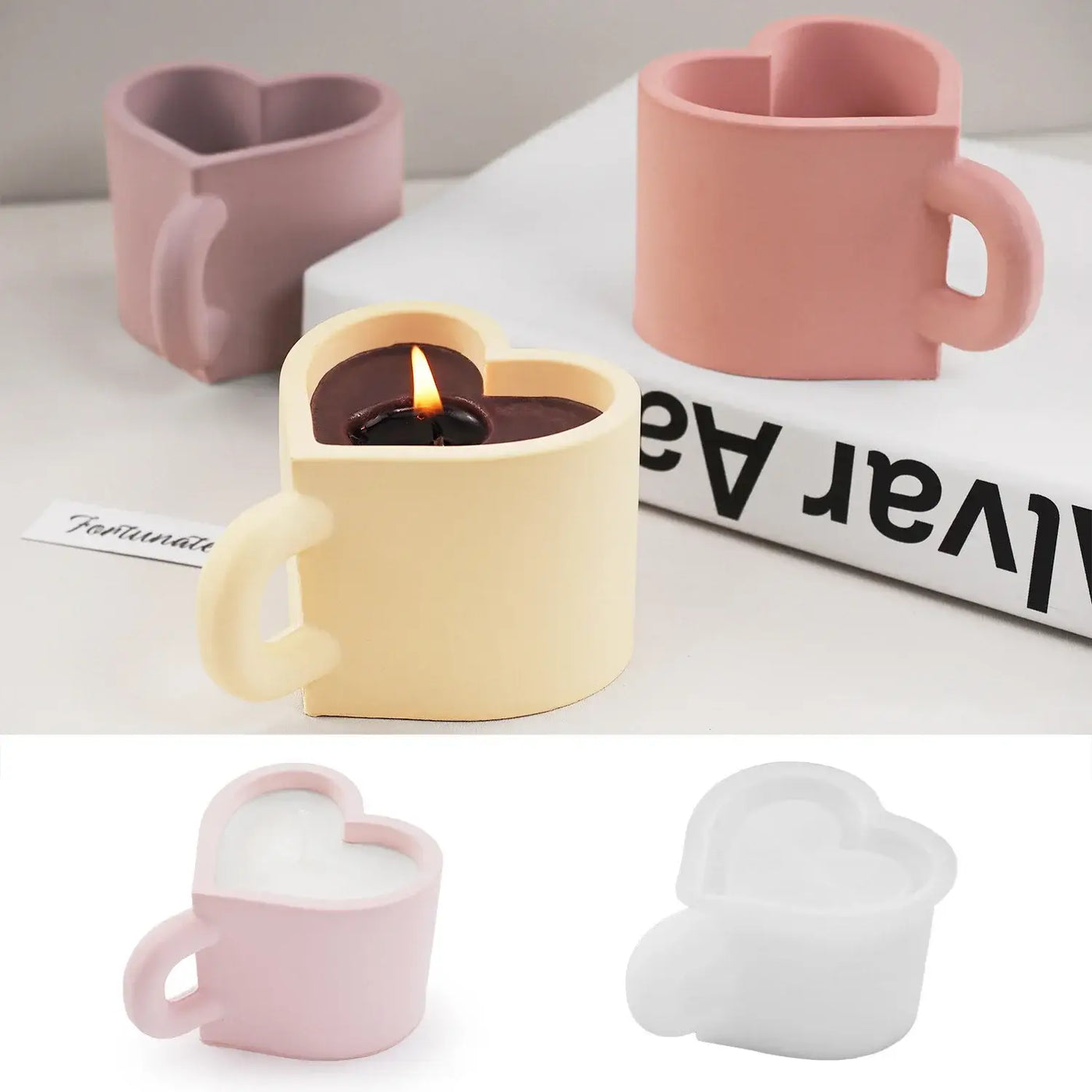 DIY Love Heart Mug Silicone Mold Aromatic Candle Jar Handle Teacup Gypsum Resin Mould Handmade Home Decor Valentine's Day Gifts